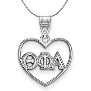 Sterling Silver Theta Phi Alpha Heart Greek Necklace - 24 Inch
